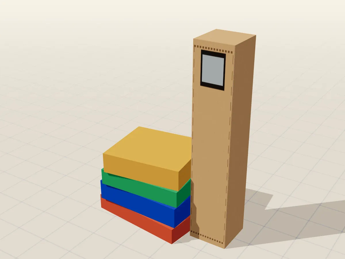 Ilustración 3D del proyecto Periscopio, hecho con cartón reciclado
