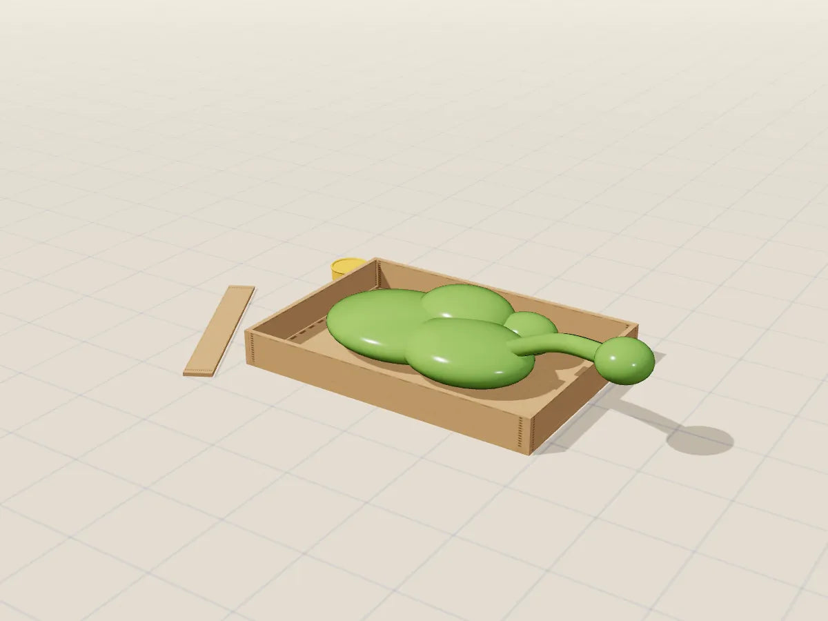 Ilustración 3D del proyecto Slime casero, hecho con cartón reciclado