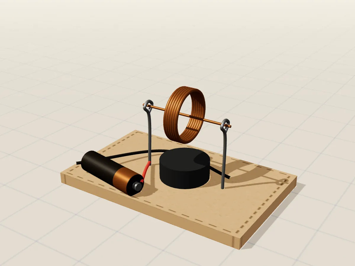 Ilustración 3D del proyecto Motor eléctrico, hecho con cartón reciclado